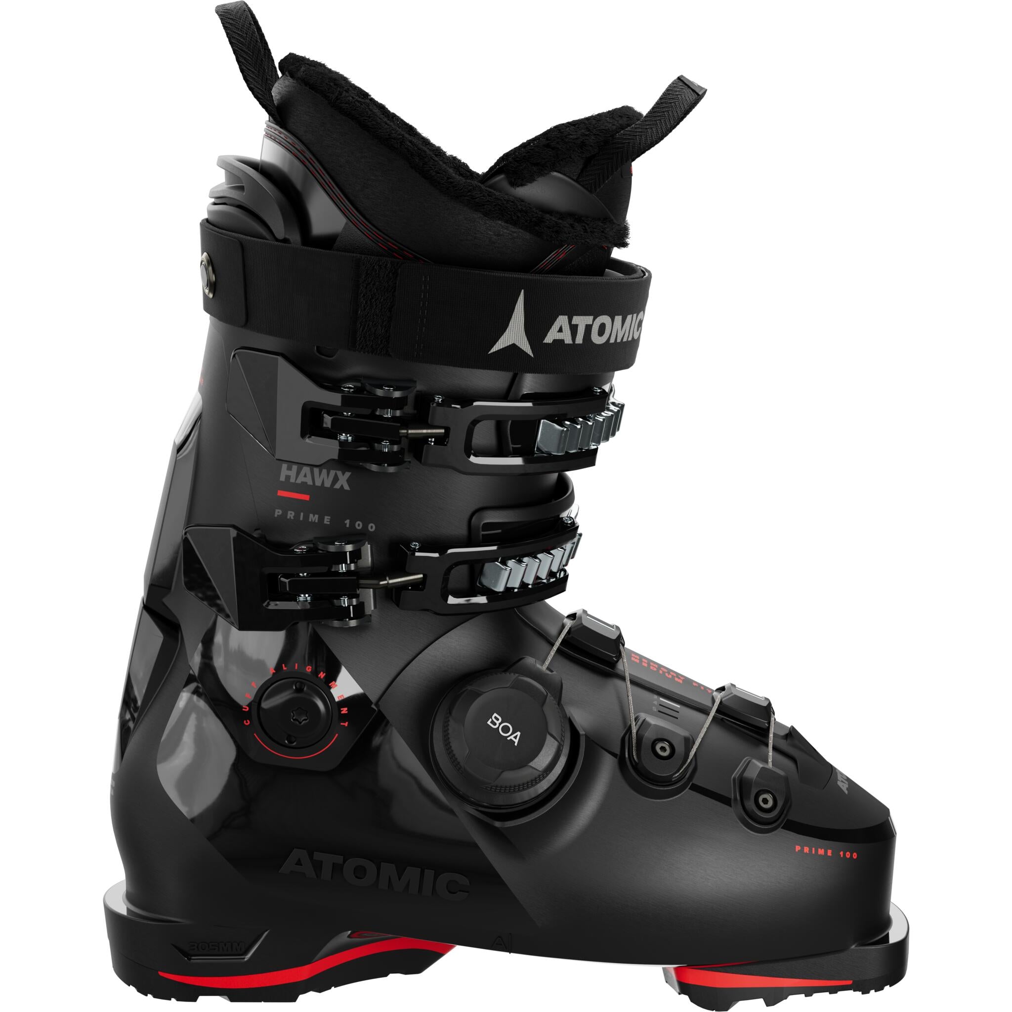 Atomic Hawx Prime 100 BOA GW Alpine Ski Boots (2024) - Black/Red