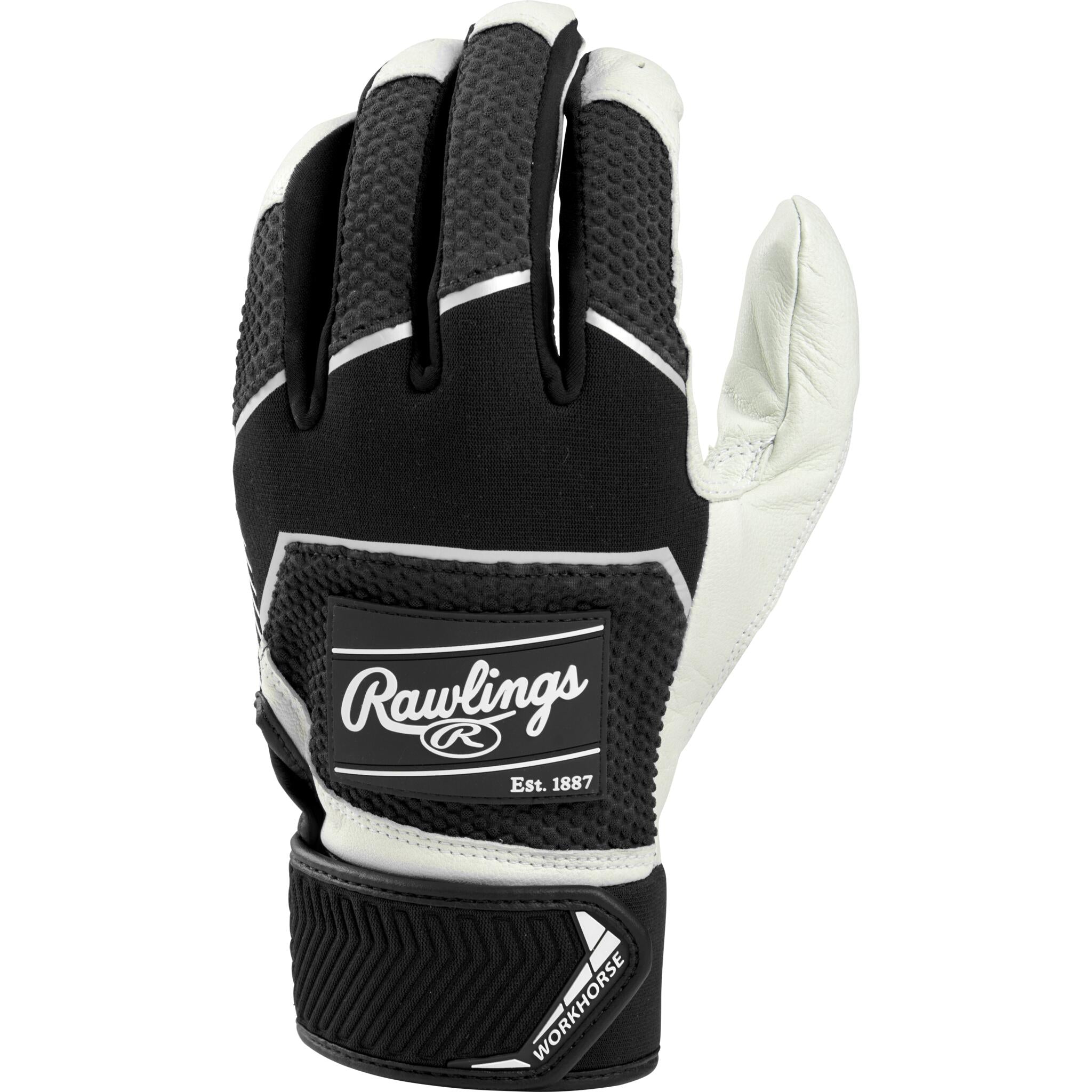 Rawlings | Gants de batteur de baseball Workhorse pour jeunes | Noir/doré | MED Rawlings | Gants de batteur de baseball Workhorse pour jeunes | Noir/doré | MED
