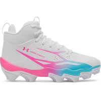Chaussure à Crampons De Football Spotlight Hammer Jr. De Under Armour Pour Jeunes - Blanc/Bleu/Rose