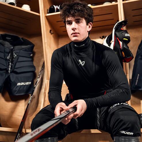 Bauer Cut-Resistant Neck Protect Long Sleeve Senior Top Black