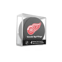 Inglasco NHL Puck Drink Coasters In Cube (4-Pack) - Detroit Red Wings