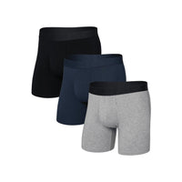 Saxx Droptemp Cooling Cotton Boxer Brief (3-Pack) - Dark Grey Heather/Dark Ink