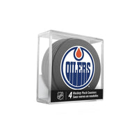 Inglasco NHL Puck Drink Coasters In Cube (4-Pack) - Edmonton Oilers