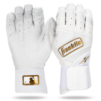 Franklin MLB Powerstrap Infinite Senior Baseball Batting Gloves - White/Gold