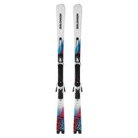 Salomon E Addikt + MI12 GW F80 Alpine Ski Set - White/Neon Blue/Red