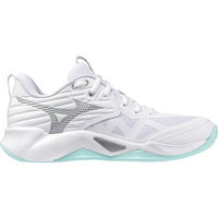 Chaussures De Volley-ball Wave Momentum 4 Pro De Mizuno Pour Femmes - Blanc/Teinte Bleue
