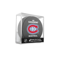 Inglasco NHL Puck Drink Coasters In Cube (4-Pack) - Montreal Canadiens