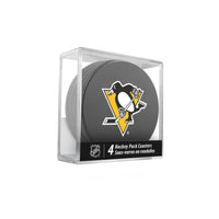 Inglasco NHL Puck Drink Coasters In Cube (4-Pack) - Pittsburgh Penguins