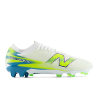 Chaussures de soccer Furon Team FG V9 de New Balance unisexes - Blanc/Vert alcalin