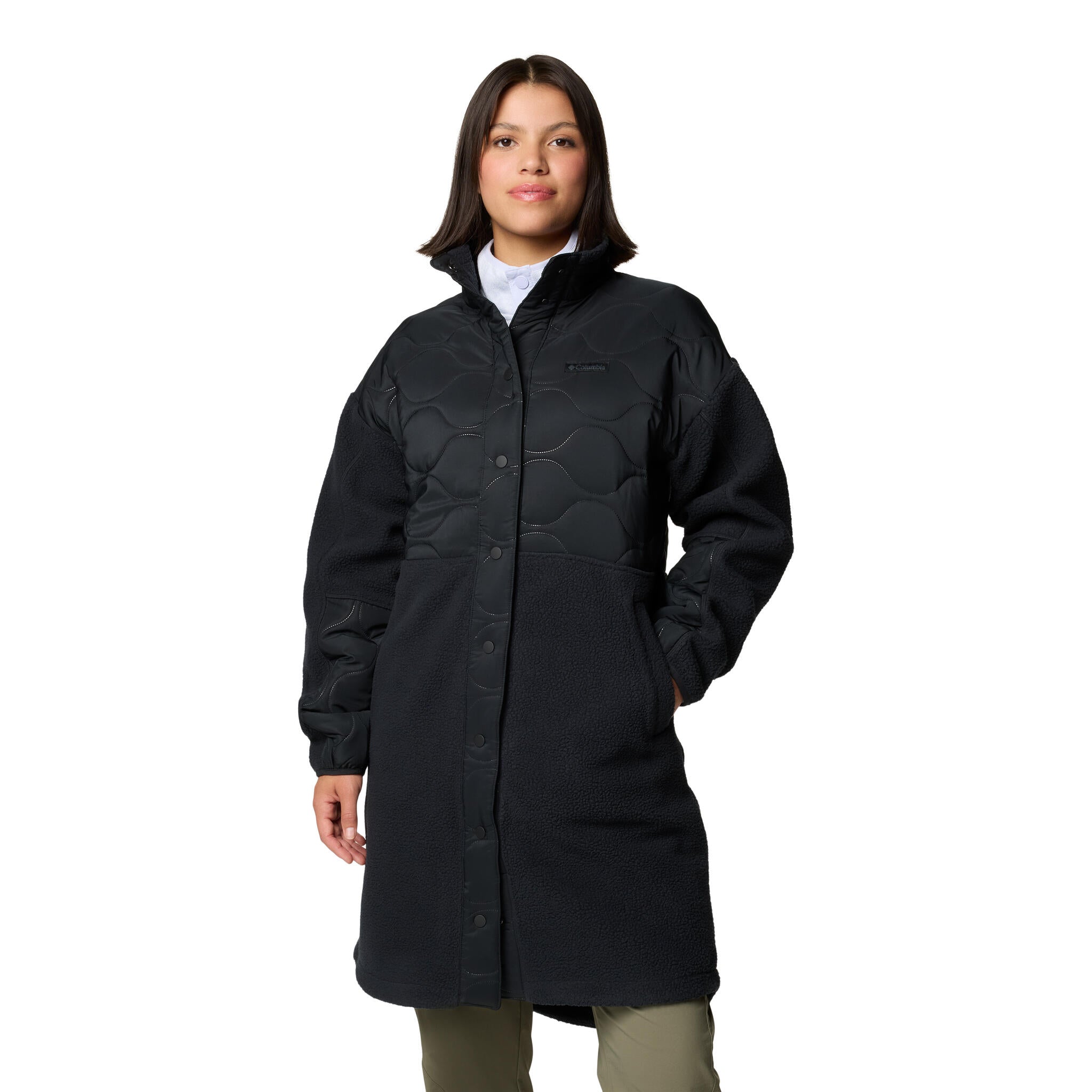 Manteau Long Femme Patchwork Imperméable Avec Capuche - Style Casual Hiver - Noir - 4