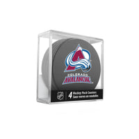 Inglasco NHL Puck Drink Coasters In Cube (4-Pack) - Colorado Avalanche