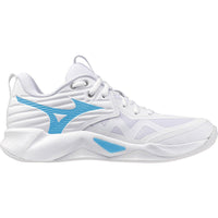 Chaussures De Volley-ball Wave Momentum 4 Pro De Mizuno Pour Femmes - Blanc/Bleu Ciel