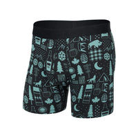 Saxx Droptemp Cooling Cotton Boxer Brief - Camp Stamps/Black