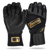 Franklin MLB Powerstrap Infinite Senior Baseball Batting Gloves - Black/Gold
