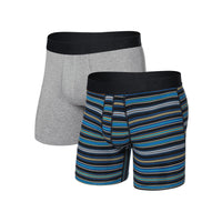 Saxx Droptemp Cooling Cotton Boxer Brief (2-Pack) - Vivid Stripe/Dark Grey
