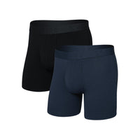Saxx Droptemp Cooling Cotton Boxer Brief (2-Pack) - Dark Ink/Black