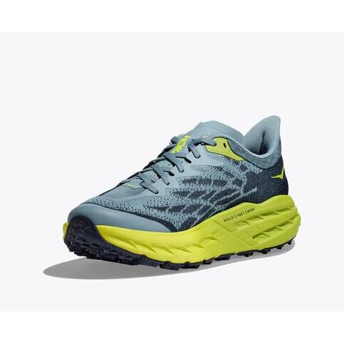 Hoka Speedgoat 5 Men's Running Shoes - Stone Blue / Dark Citron