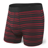 SAXX Platinum Boxer Briefs With Fly - Black/Red Tidal Stripe
